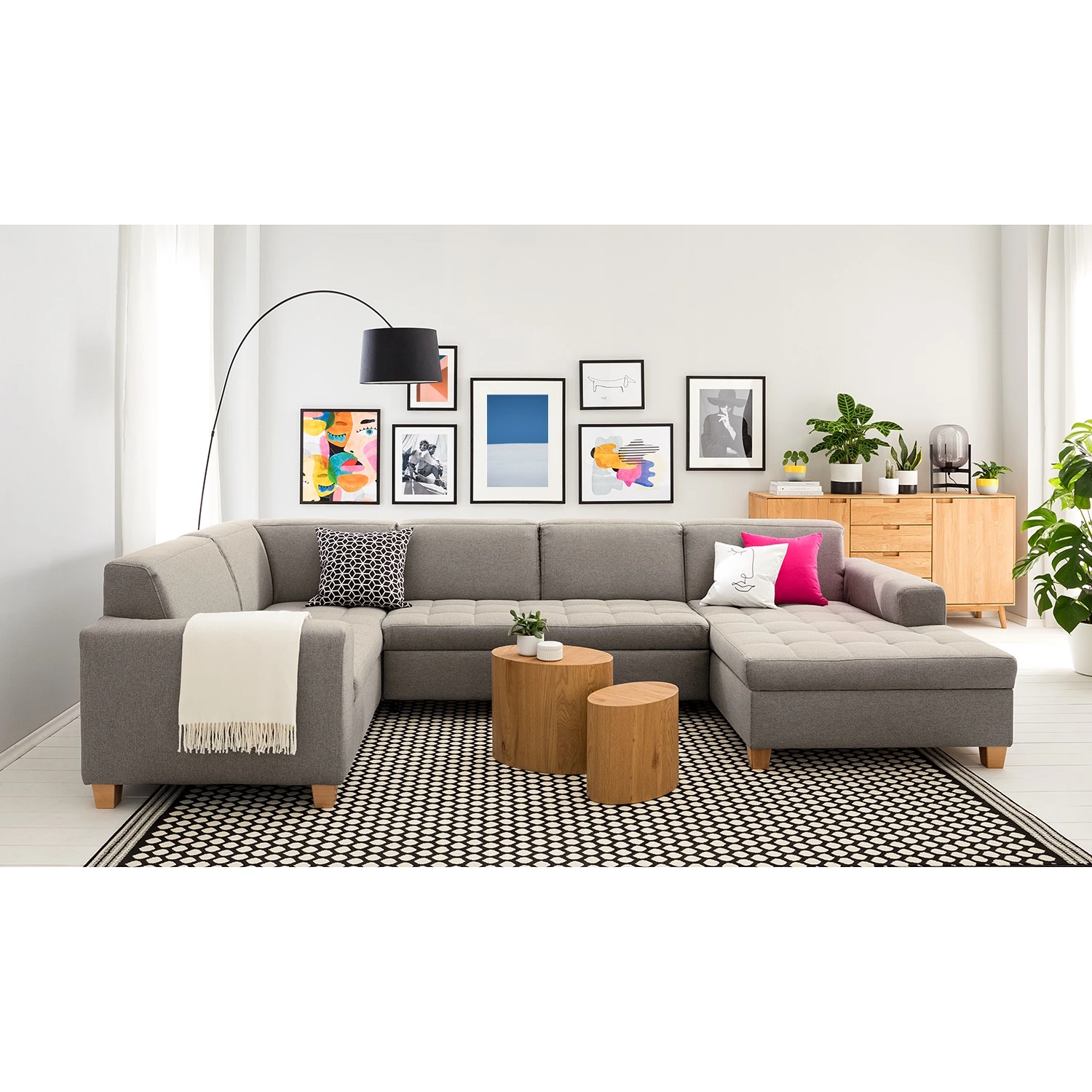 Ars Natura Wohnlandschaft Roblin I - Webstoff - Granit - Longchair davorstehend rechts - Schlaffunktion - Bettkasten 2 Ars Natura Wohnlandschaft Roblin I - Webstoff - Granit - Longchair davorstehend rechts - Schlaffunktion - Bettkasten – Bild 2