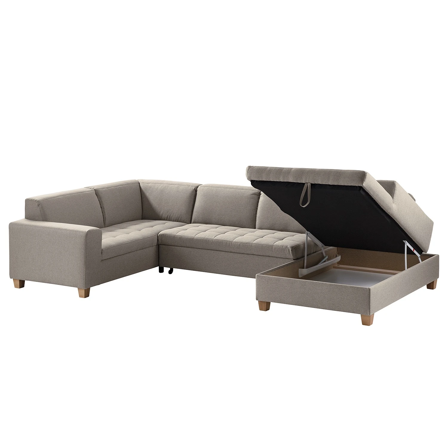 Ars Natura Wohnlandschaft Roblin I - Webstoff - Granit - Longchair davorstehend rechts - Schlaffunktion - Bettkasten 6 Ars Natura Wohnlandschaft Roblin I - Webstoff - Granit - Longchair davorstehend rechts - Schlaffunktion - Bettkasten – Bild 6