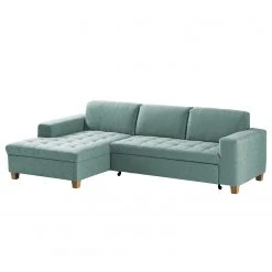 Ars Natura Ecksofa Roblin III - Webstoff - Mintgrau - Longchair davorstehend links - Schlaffunktion