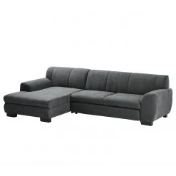Loftscape Ecksofa Lefroy II - Webstoff - Dunkelgrau - Longchair davorstehend links - Schlaffunktion