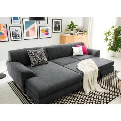 Loftscape Ecksofa Lefroy II - Webstoff - Dunkelgrau - Longchair davorstehend links - Schlaffunktion -Wohnzimmermöbel boutique en ligne 1000186909 210323 15292802598 MOOD DETAILS P000000001000186909 mood