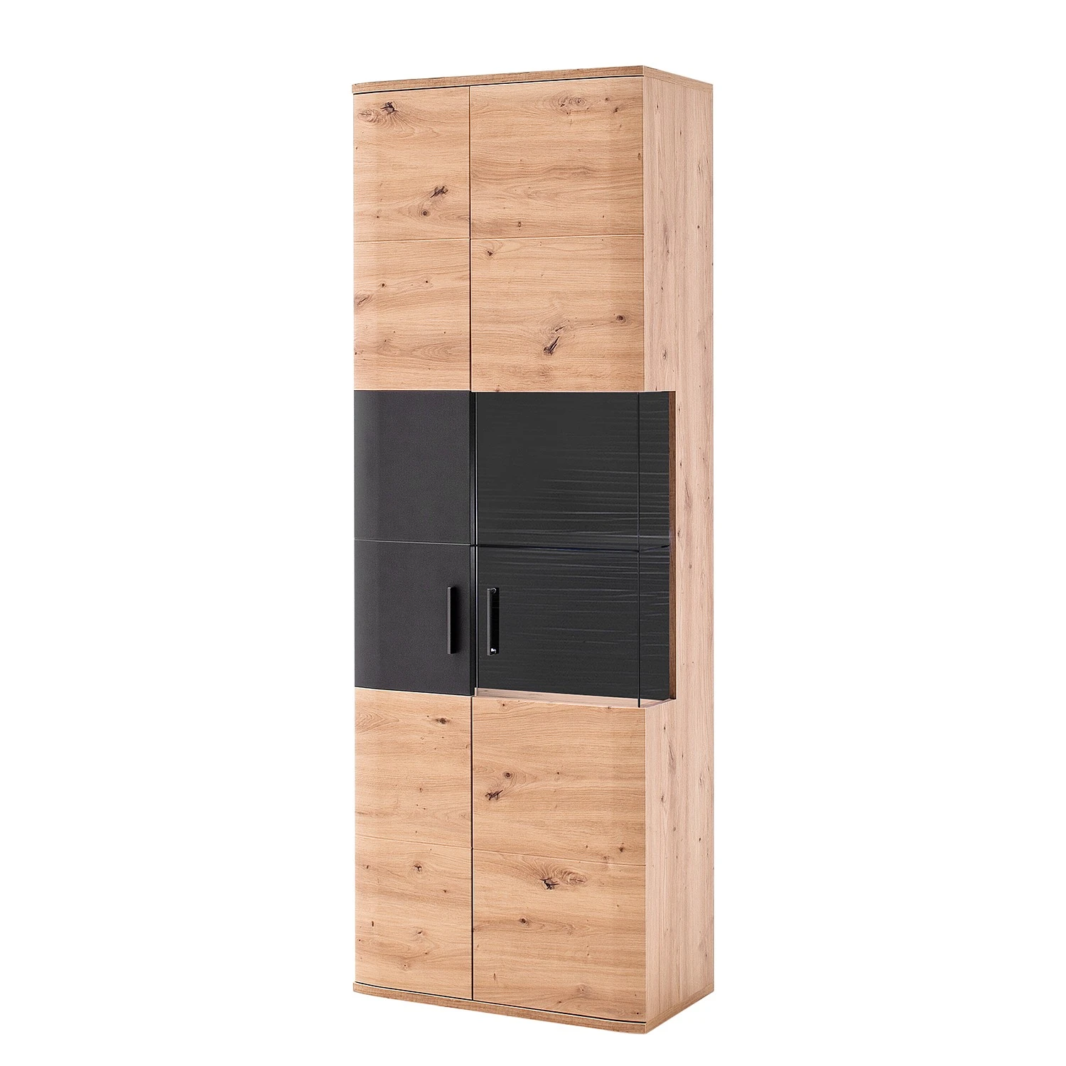 Naturoo Vitrinenschrank Callington I - Balkeneiche Dekor / Anthrazit 1 Naturoo Vitrinenschrank Callington I - Balkeneiche Dekor / Anthrazit