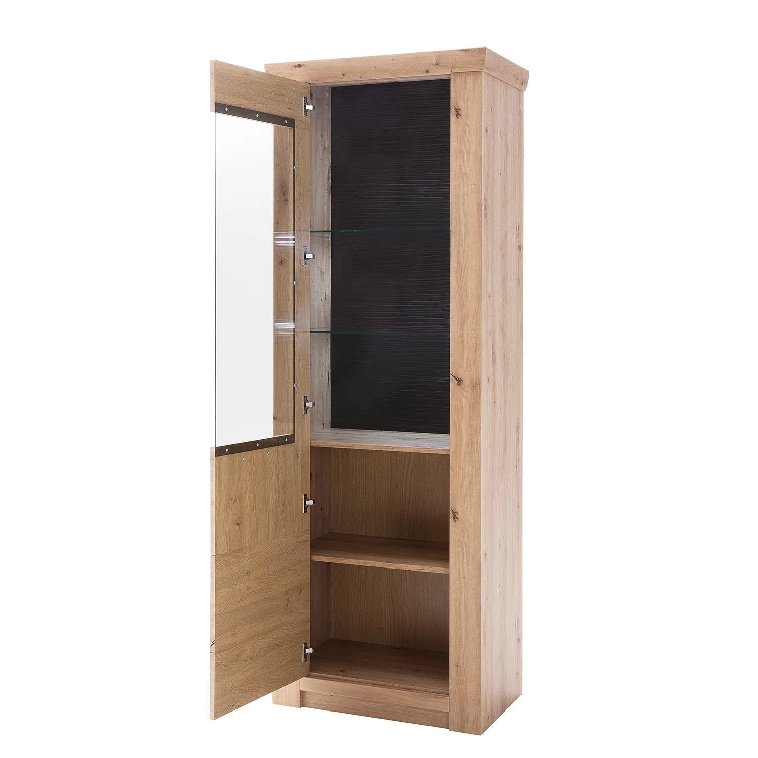 Naturoo Standvitrine Mendes - Balkeneiche Dekor / Anthrazit 4 Naturoo Standvitrine Mendes - Balkeneiche Dekor / Anthrazit – Bild 4