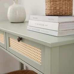 Maison Belfort Konsole/Schminktisch Belleria - Kiefer massiv / Wiener Geflecht - Hellolivgrün -Wohnzimmermöbel boutique en ligne 1000187593 200430 12443700015 DETAILS P000000001000187593