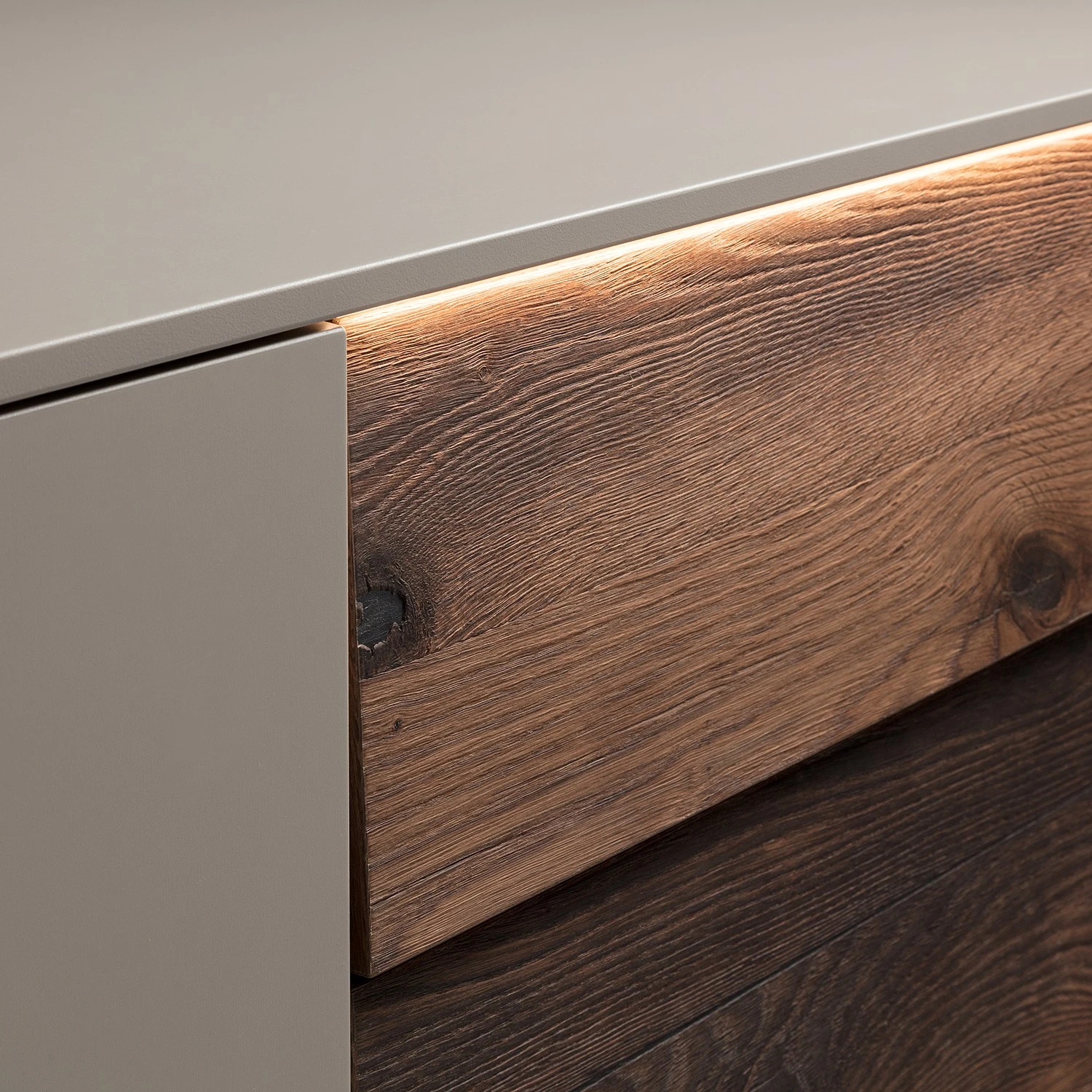 GWINNER Sideboard Misano II (2-teilig) - Inkl. Beleuchtung - Echtholzfurnier - Saharagrau / Balkeneiche 5 GWINNER Sideboard Misano II (2-teilig) - Inkl. Beleuchtung - Echtholzfurnier - Saharagrau / Balkeneiche – Bild 5