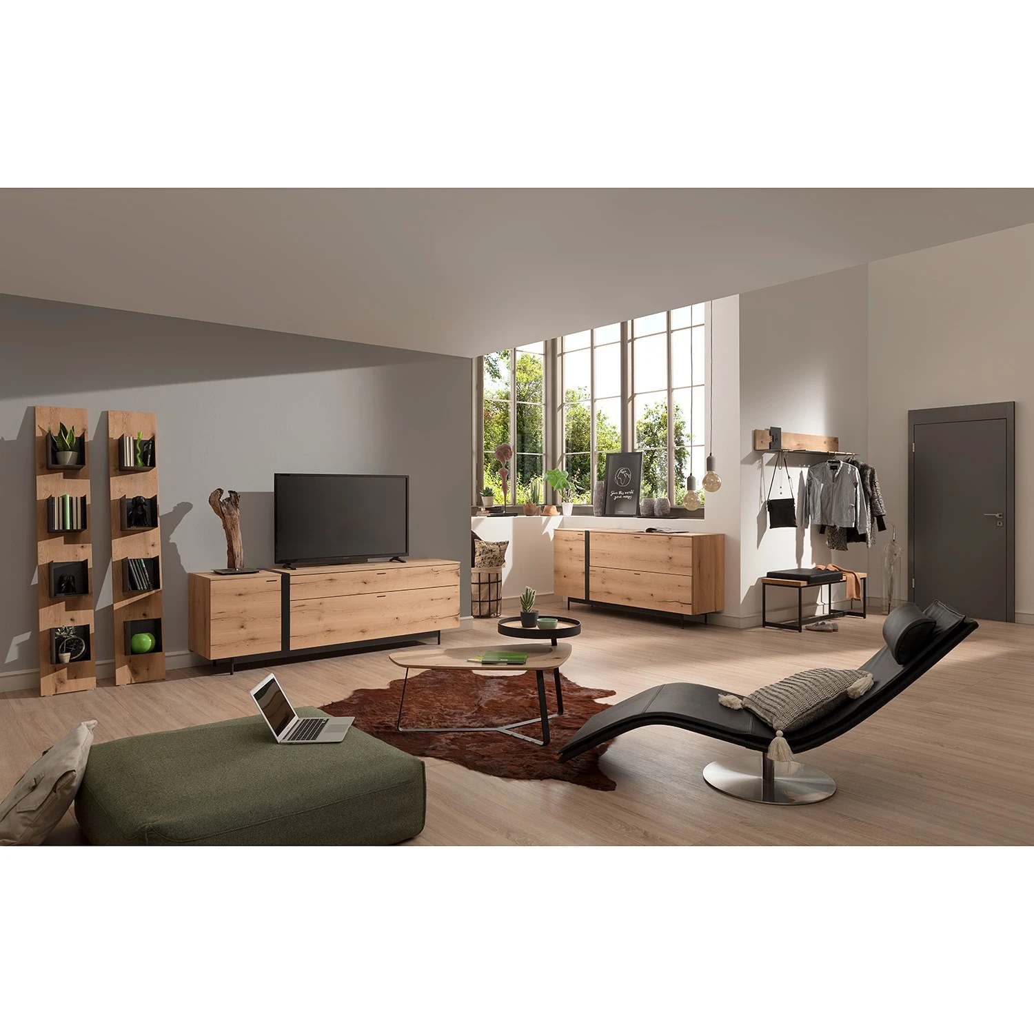 GWINNER Couchtisch Style II - Echtholzfurnier / Metall - Eiche / Anthrazit 3 GWINNER Couchtisch Style II - Echtholzfurnier / Metall - Eiche / Anthrazit – Bild 3