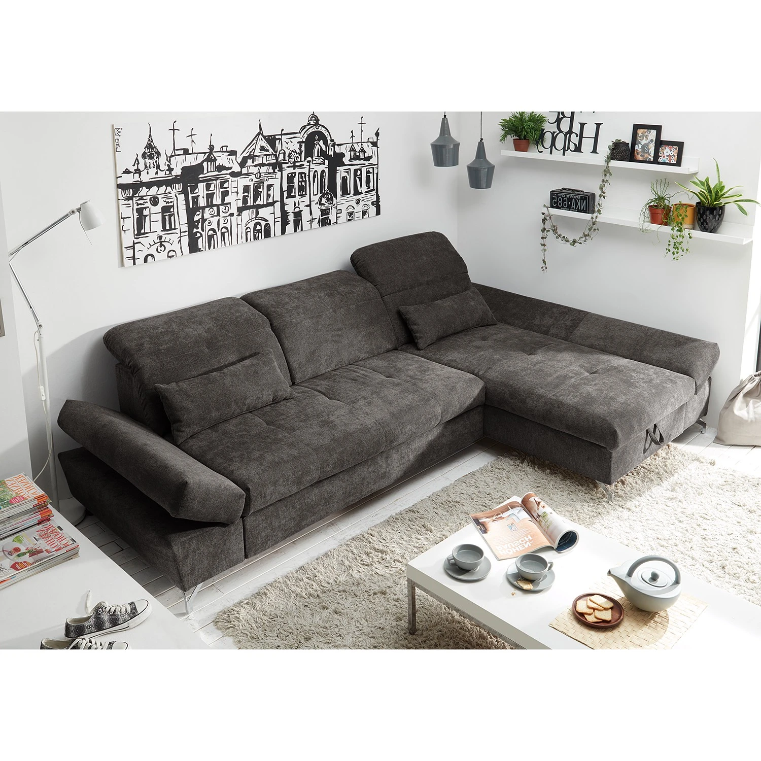 Fredriks Ecksofa Easton - Microfaser - Microfaser Ranu: Steingrau - Longchair davorstehend rechts 3 Fredriks Ecksofa Easton - Microfaser - Microfaser Ranu: Steingrau - Longchair davorstehend rechts – Bild 3