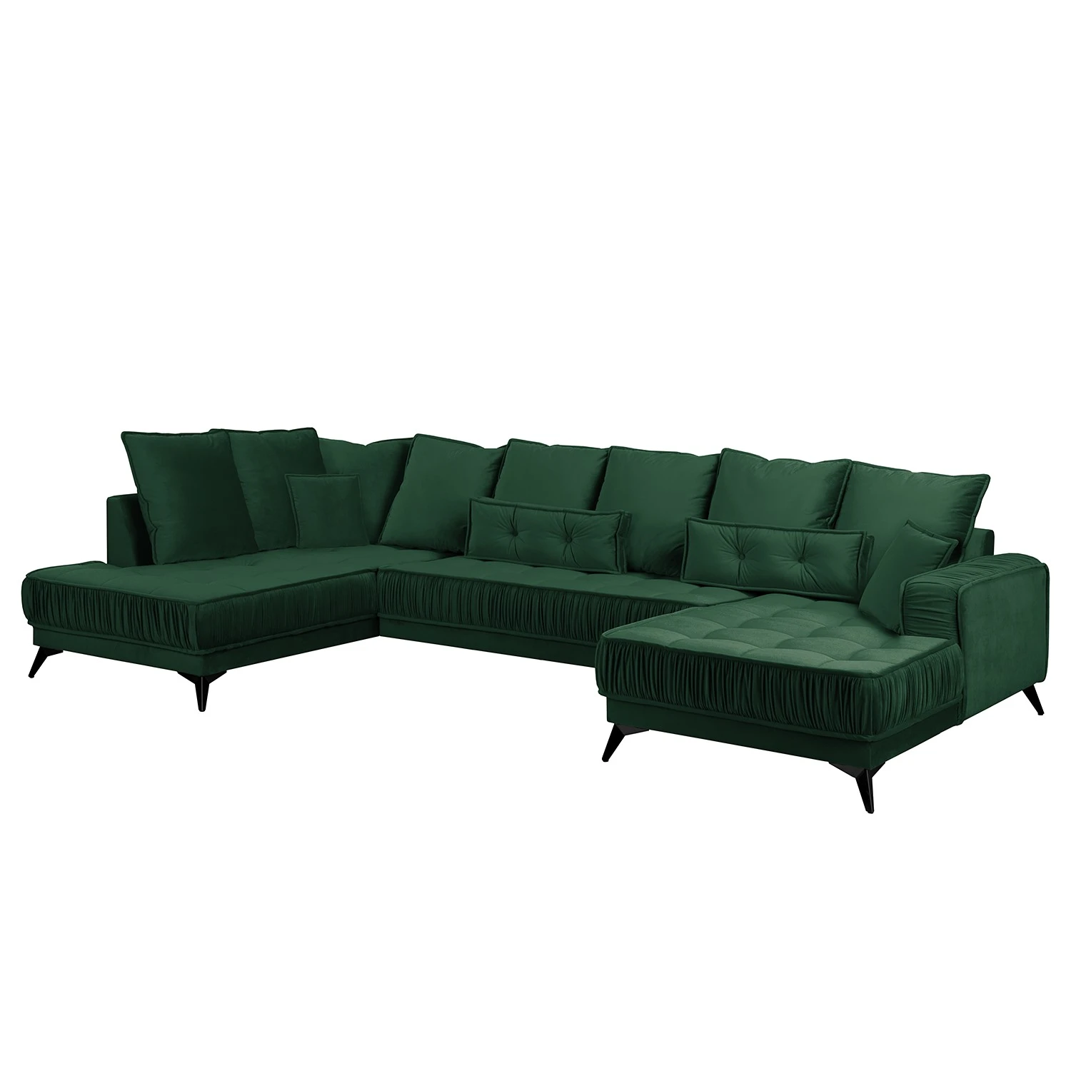 Jack & Alice Wohnlandschaft Machado - Dunkelgrün - Longchair davorstehend rechts / Ottomane links 1 Jack & Alice Wohnlandschaft Machado - Dunkelgrün - Longchair davorstehend rechts / Ottomane links