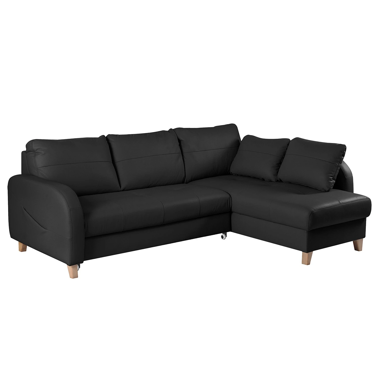 Loftscape Ecksofa Monserrat - Echtleder / Kunstleder - Schwarz - Longchair davorstehend rechts - Schlaffunktion 1 Loftscape Ecksofa Monserrat - Echtleder / Kunstleder - Schwarz - Longchair davorstehend rechts - Schlaffunktion