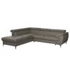 Loftscape Ecksofa Martinez - Echtleder / Kunstleder - Schlamm - Ottomane davorstehend links - Schlaffunktion - Bettkasten