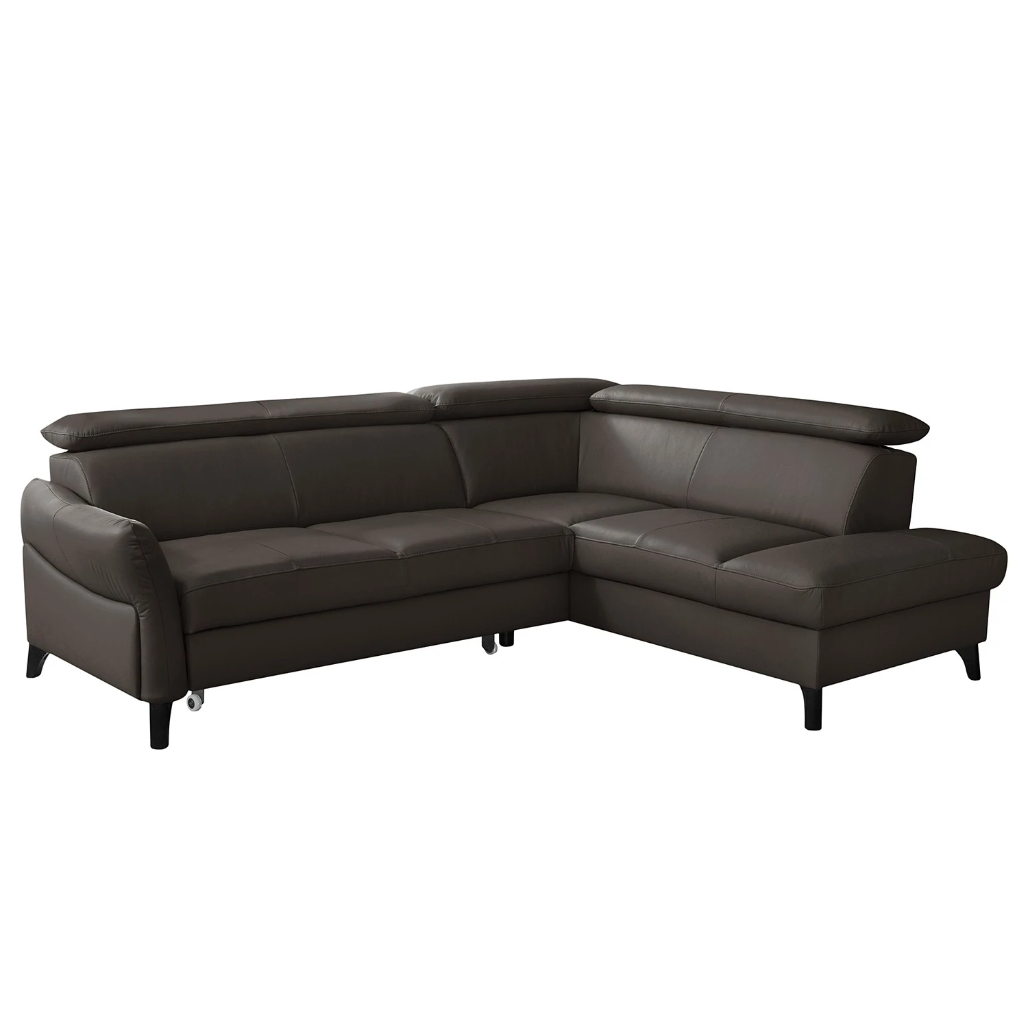 Loftscape Ecksofa Junin - Echtleder / Kunstleder - Dunkelbraun - Ottomane davorstehend rechts - Schlaffunktion - Bettkasten 1 Loftscape Ecksofa Junin - Echtleder / Kunstleder - Dunkelbraun - Ottomane davorstehend rechts - Schlaffunktion - Bettkasten