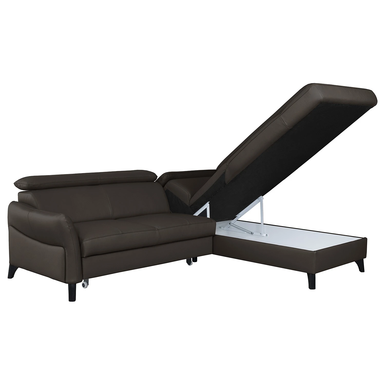 Loftscape Ecksofa Junin - Echtleder / Kunstleder - Dunkelbraun - Ottomane davorstehend rechts - Schlaffunktion - Bettkasten 5 Loftscape Ecksofa Junin - Echtleder / Kunstleder - Dunkelbraun - Ottomane davorstehend rechts - Schlaffunktion - Bettkasten – Bild 5