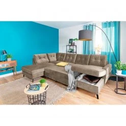 Mørteens Wohnlandschaft Sola II - Samt - Beige - Longchair davorstehend rechts / Ottomane links - Schlaffunktion - Bettkasten -Wohnzimmermöbel boutique en ligne 1000189767 191025 11325200389 MOOD DETAILS P000000001000189767 mood