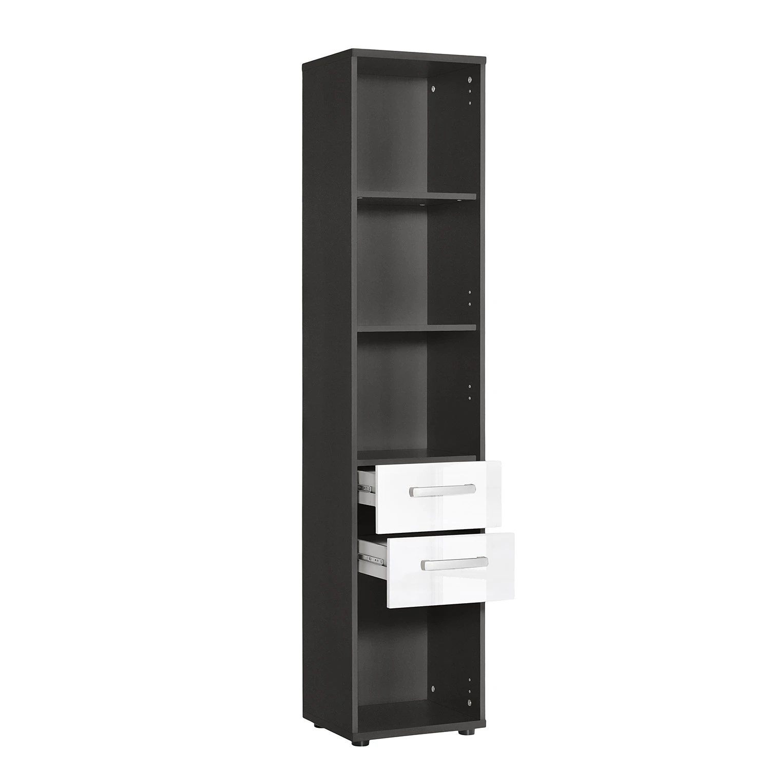 Furnitive Aktenregal Buzy - Hochglanz Weiß / Anthrazit 3 Furnitive Aktenregal Buzy - Hochglanz Weiß / Anthrazit – Bild 3