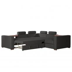Loftscape Ecksofa Woodway I - Webstoff - Schwarz - Ottomane davorstehend rechts - Tablett -Wohnzimmermöbel boutique en ligne 1000192949 191204 13432201315 DETAILS P000000001000192949