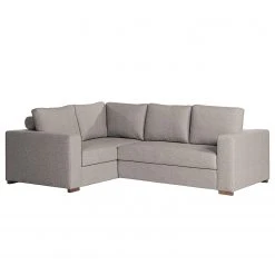 Loftscape Ecksofa Woodway II - Webstoff - Grau - Ottomane davorstehend links - Tablett