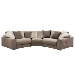 Maison Belfort Ecksofa Tahko - Microfaser / Webstoff / Samt - Braun / Beige