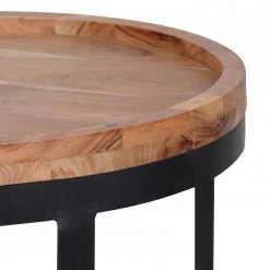 Naturoo Beistelltisch Palos I (2er-Set) - Akazie massiv / Metall - Akazie / Schwarz -Wohnzimmermöbel boutique en ligne 1000194221 200108 10051200125 DETAILS P000000001000194221
