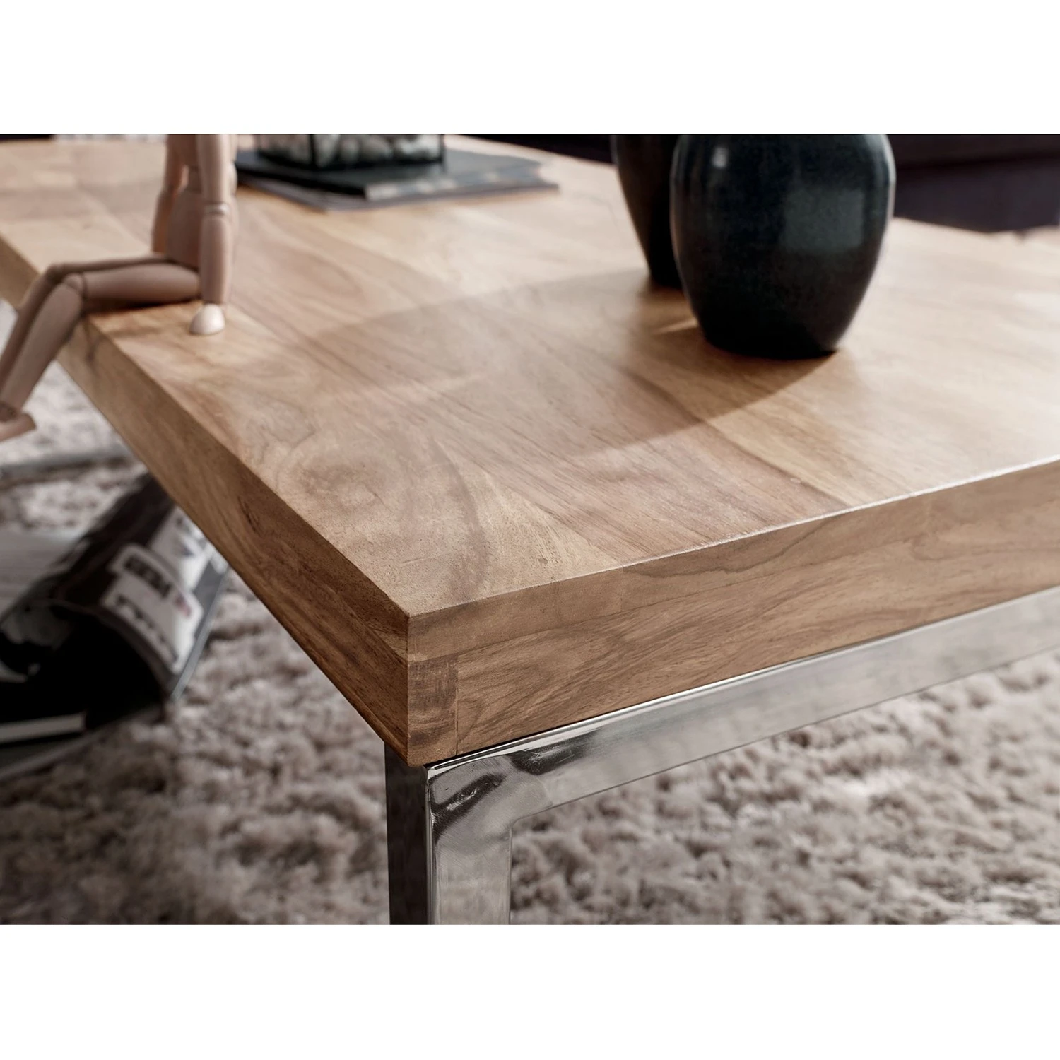 Naturoo Couchtisch Tolono - Akazie massiv / Edelstahl - Akazie / Chrom 4 Naturoo Couchtisch Tolono - Akazie massiv / Edelstahl - Akazie / Chrom – Bild 4