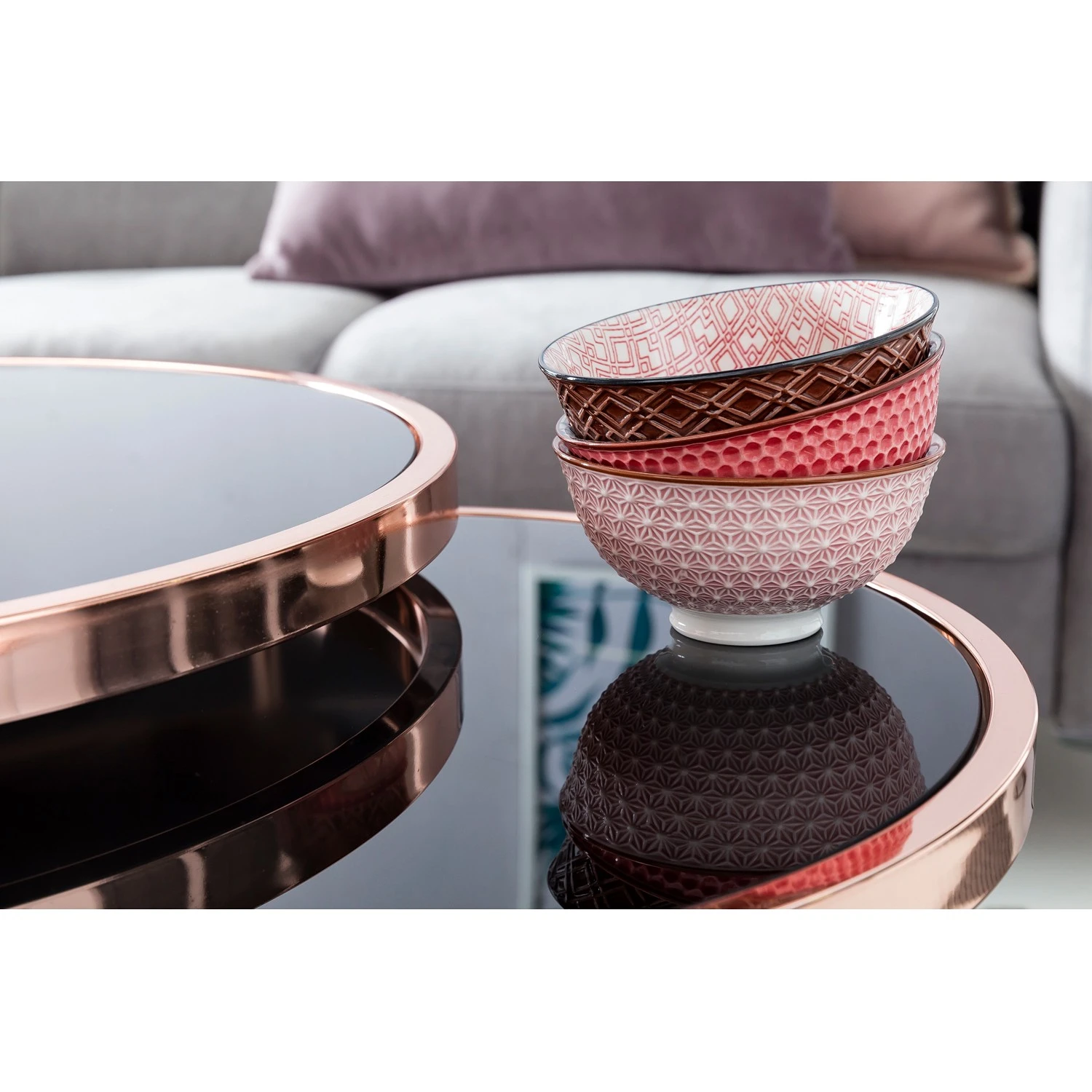 Jack & Alice Beistelltisch Cassapolis (2er-Set) - Glas / Metall - Schwarz / Kupfer 5 Jack & Alice Beistelltisch Cassapolis (2er-Set) - Glas / Metall - Schwarz / Kupfer – Bild 5