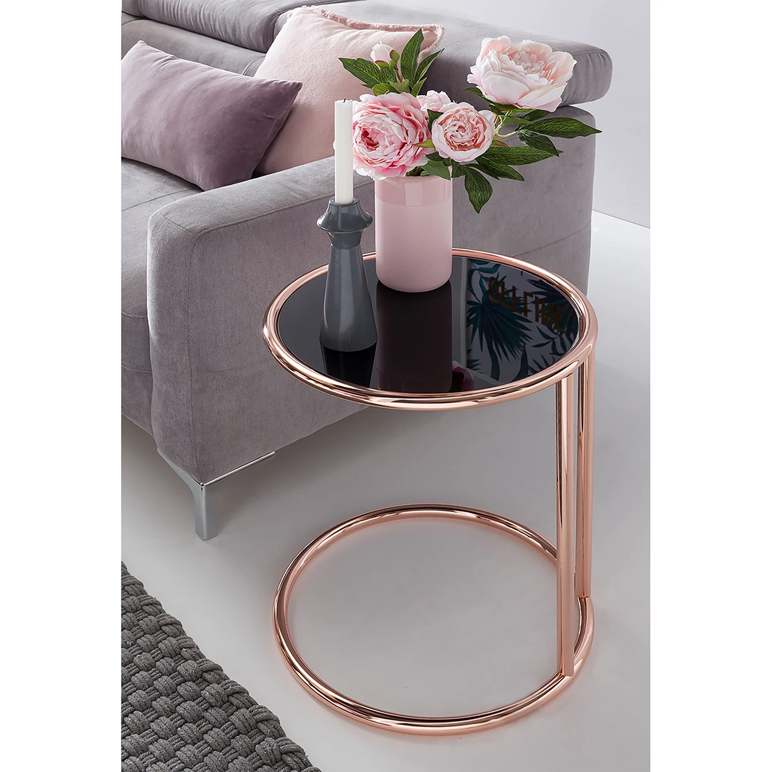 Jack & Alice Beistelltisch Evart - Glas / Metall - Schwarz / Kupfer 3 Jack & Alice Beistelltisch Evart - Glas / Metall - Schwarz / Kupfer – Bild 3