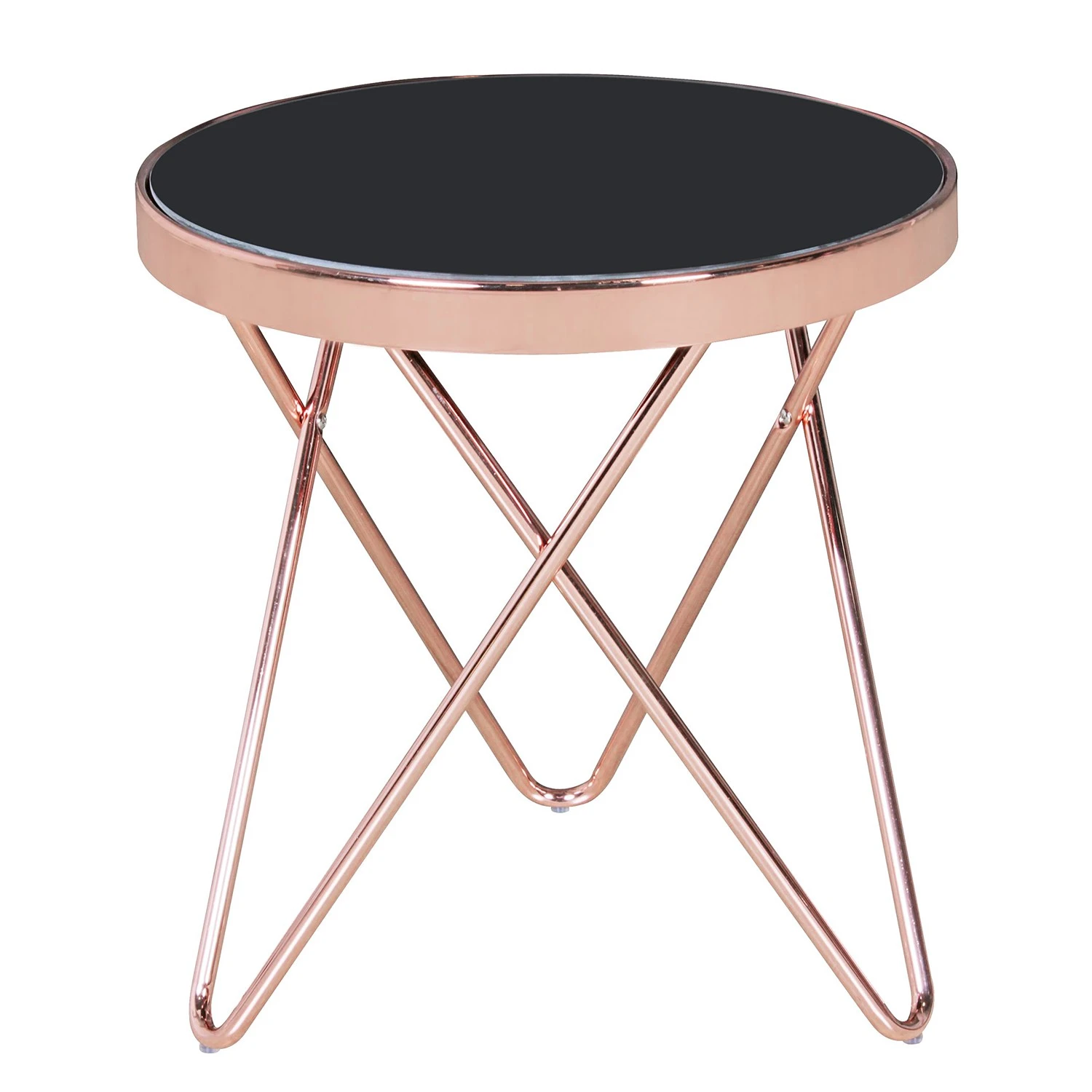 Jack & Alice Beistelltisch Morgan - Glas / Metall - Schwarz / Kupfer 1 Jack & Alice Beistelltisch Morgan - Glas / Metall - Schwarz / Kupfer
