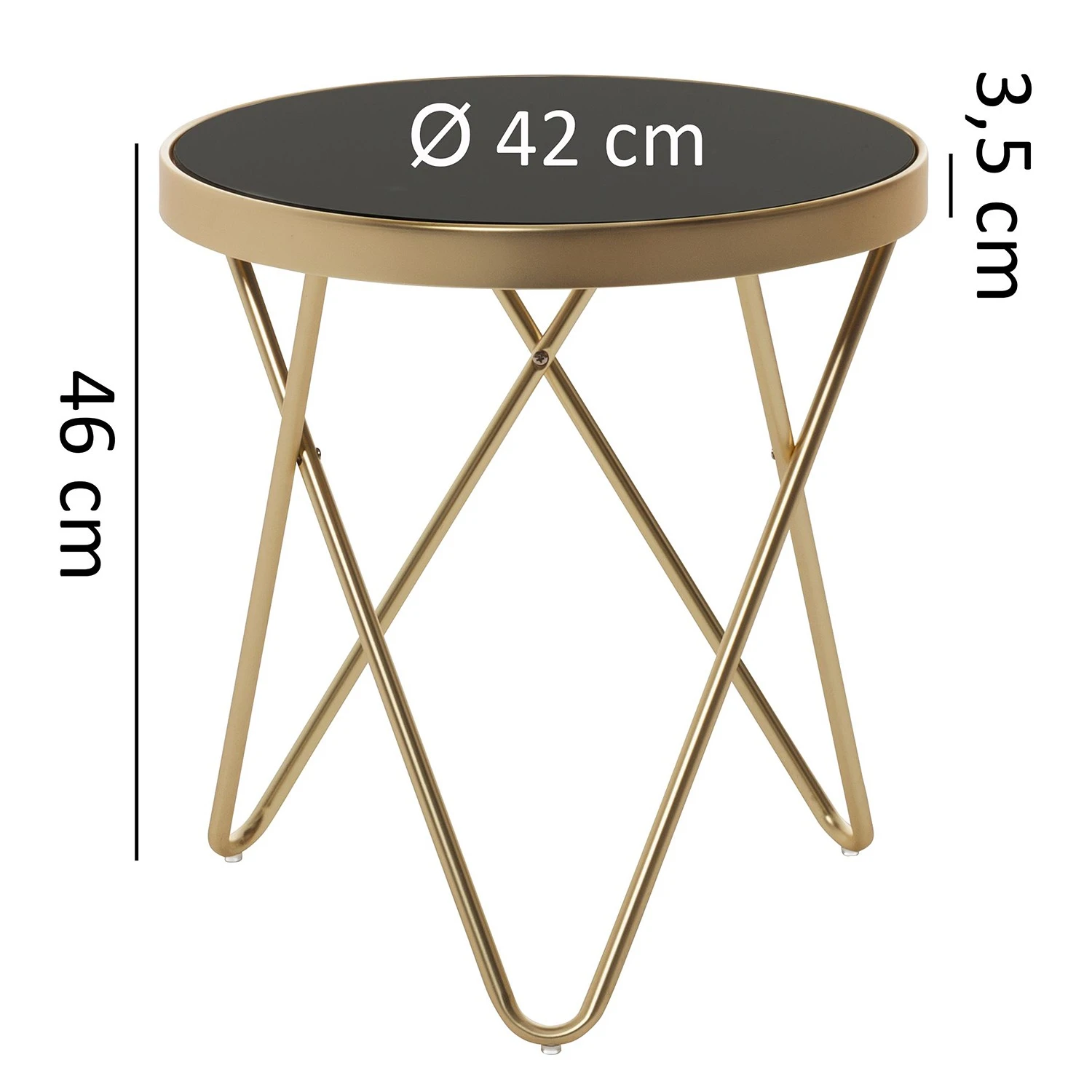 Jack & Alice Beistelltisch Morgan - Glas / Metall - Schwarz / Gold 6 Jack & Alice Beistelltisch Morgan - Glas / Metall - Schwarz / Gold – Bild 6