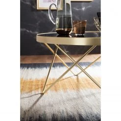 Jack & Alice Couchtisch Morgan - Glas / Metall - Schwarz / Gold -Wohnzimmermöbel boutique en ligne 1000194305 200108 10062300626 DETAILS P000000001000194305