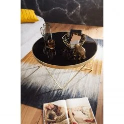 Jack & Alice Couchtisch Morgan - Glas / Metall - Schwarz / Gold -Wohnzimmermöbel boutique en ligne 1000194305 200108 10062300628 MOOD DETAILS P000000001000194305 mood