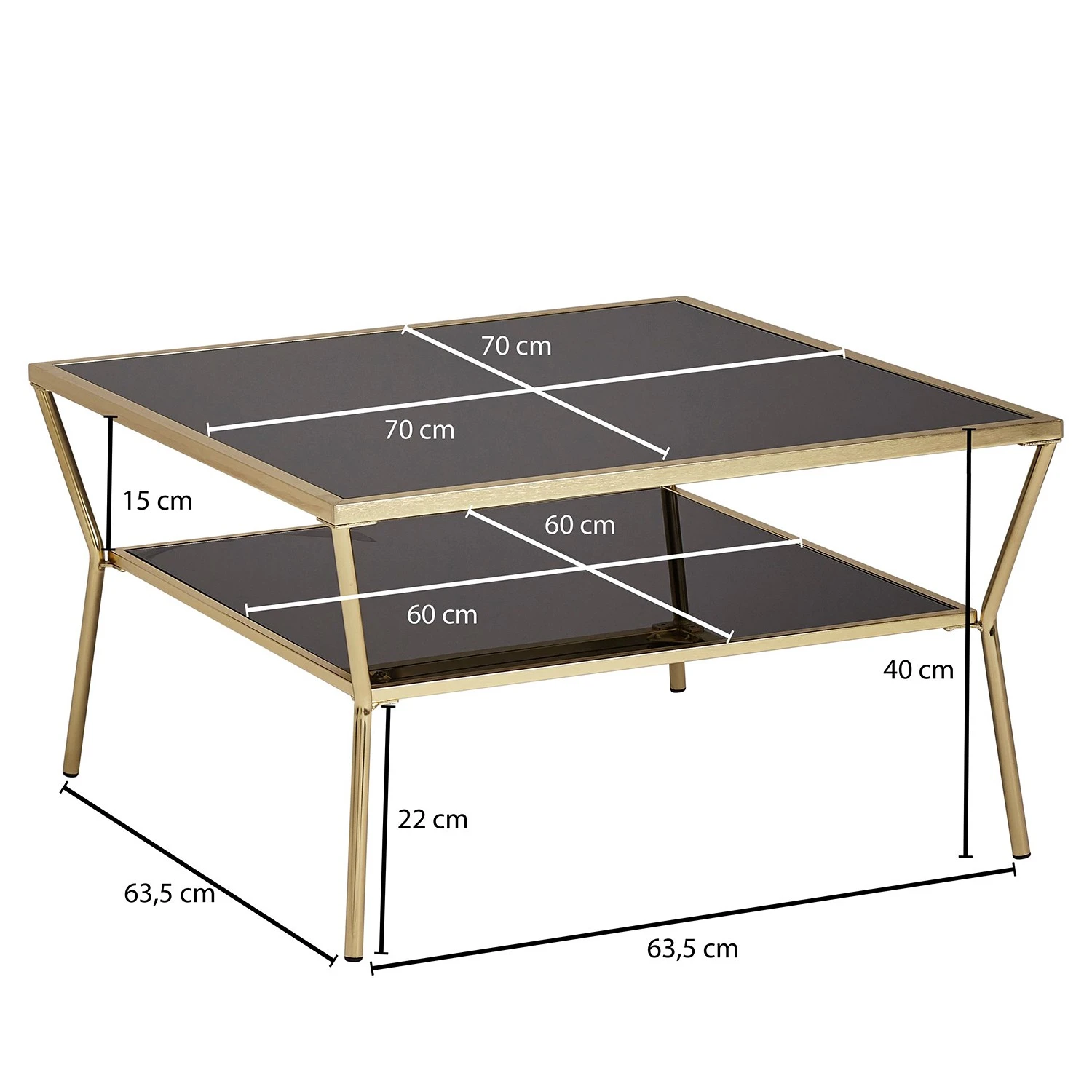 Jack & Alice Couchtisch Ballyboe - Glas / Metall - Schwarz / Gold 5 Jack & Alice Couchtisch Ballyboe - Glas / Metall - Schwarz / Gold – Bild 5