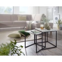 Norrwood Beistelltisch Paiteago (2er-Set) - Marmor Weiß Dekor / Schwarz -Wohnzimmermöbel boutique en ligne 1000194314 200108 10063000685 MOOD DETAILS P000000001000194314 mood