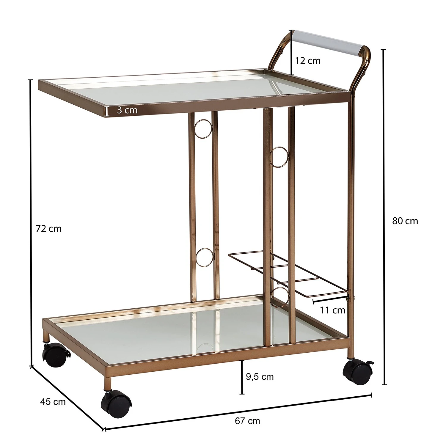 Jack & Alice Servierwagen Recess - Glas / Metall - Gold 5 Jack & Alice Servierwagen Recess - Glas / Metall - Gold – Bild 5
