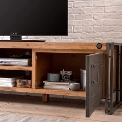 Ars manufacti Wohnwand Manchester II (4-teilig) - Akazie massiv / Metall - Akazie / Anthrazit -Wohnzimmermöbel boutique en ligne 1000196081 200430 15160100026 DETAILS P000000001000196081