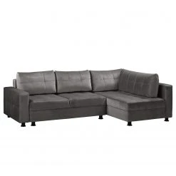 Fredriks Ecksofa Upwell II - Microfaser - Dunkelgrau - Ottomane davorstehend rechts