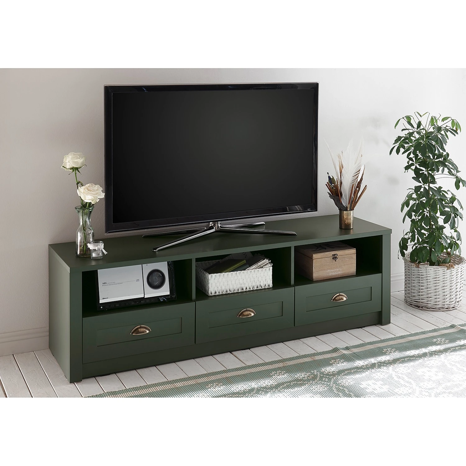 Ridgevalley TV-Lowboard Beauville II - Moosgrün / Gold 2 Ridgevalley TV-Lowboard Beauville II - Moosgrün / Gold – Bild 2