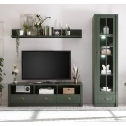 Ridgevalley Wohnwand Beauville I (3-teilig) - Moosgrün / Gold