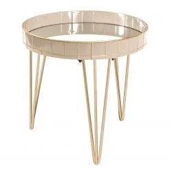 Norrwood Beistelltisch Krokvik I - Glas / Metall - Sandgrau