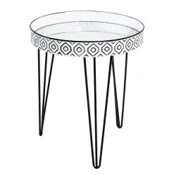 Norrwood Beistelltisch Ponemah I - Glas / Stahl - Schwarz / Weiß