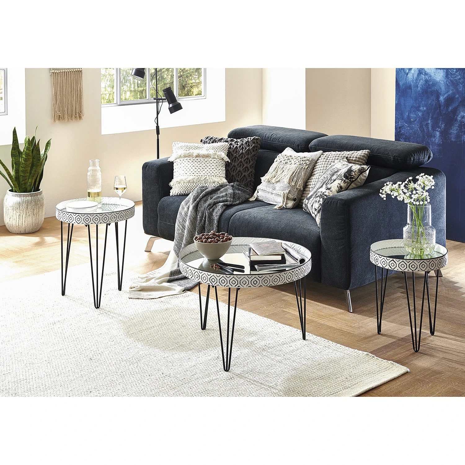 Norrwood Beistelltisch Ponemah I - Glas / Stahl - Schwarz / Weiß 2 Norrwood Beistelltisch Ponemah I - Glas / Stahl - Schwarz / Weiß – Bild 2