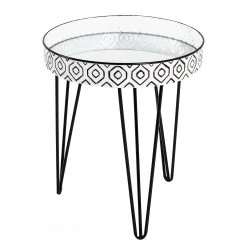 Norrwood Beistelltisch Ponemah II - Glas / Stahl - Schwarz / Weiß