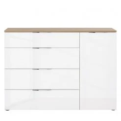 Maja Möbel Kommode Trend V - Glas - Weiß / Eiche Sonoma Dekor -Wohnzimmermöbel boutique en ligne 1000197467 191129 08041900003 DETAILS P000000001000197467