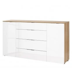 Maja Möbel Sideboard Trend II - Glas - Weiß / Eiche Sonoma Dekor