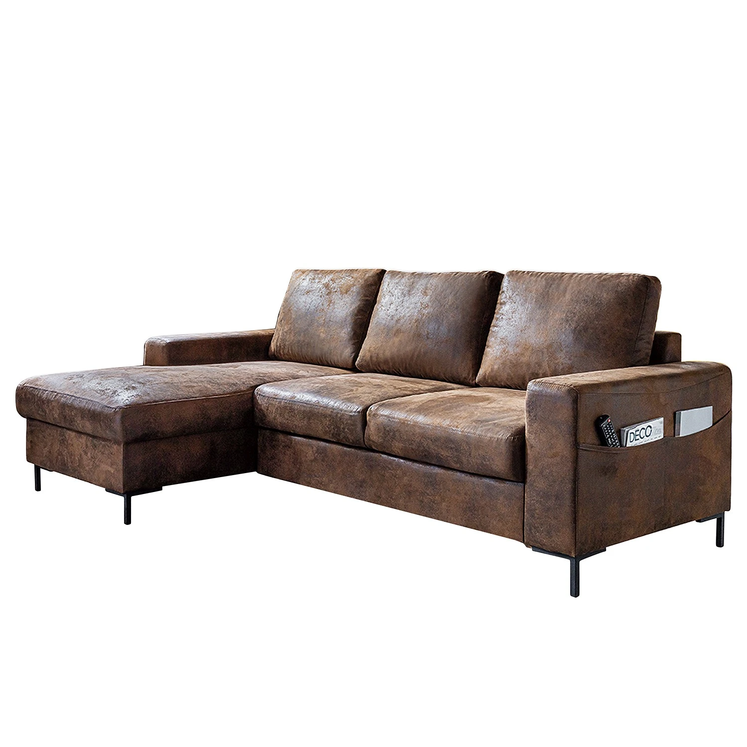 Ars manufacti Ecksofa Sagata - Microfaser - Vintage Braun - Longchair davorstehend links - Ohne Schlaffunktion 1 Ars manufacti Ecksofa Sagata - Microfaser - Vintage Braun - Longchair davorstehend links - Ohne Schlaffunktion