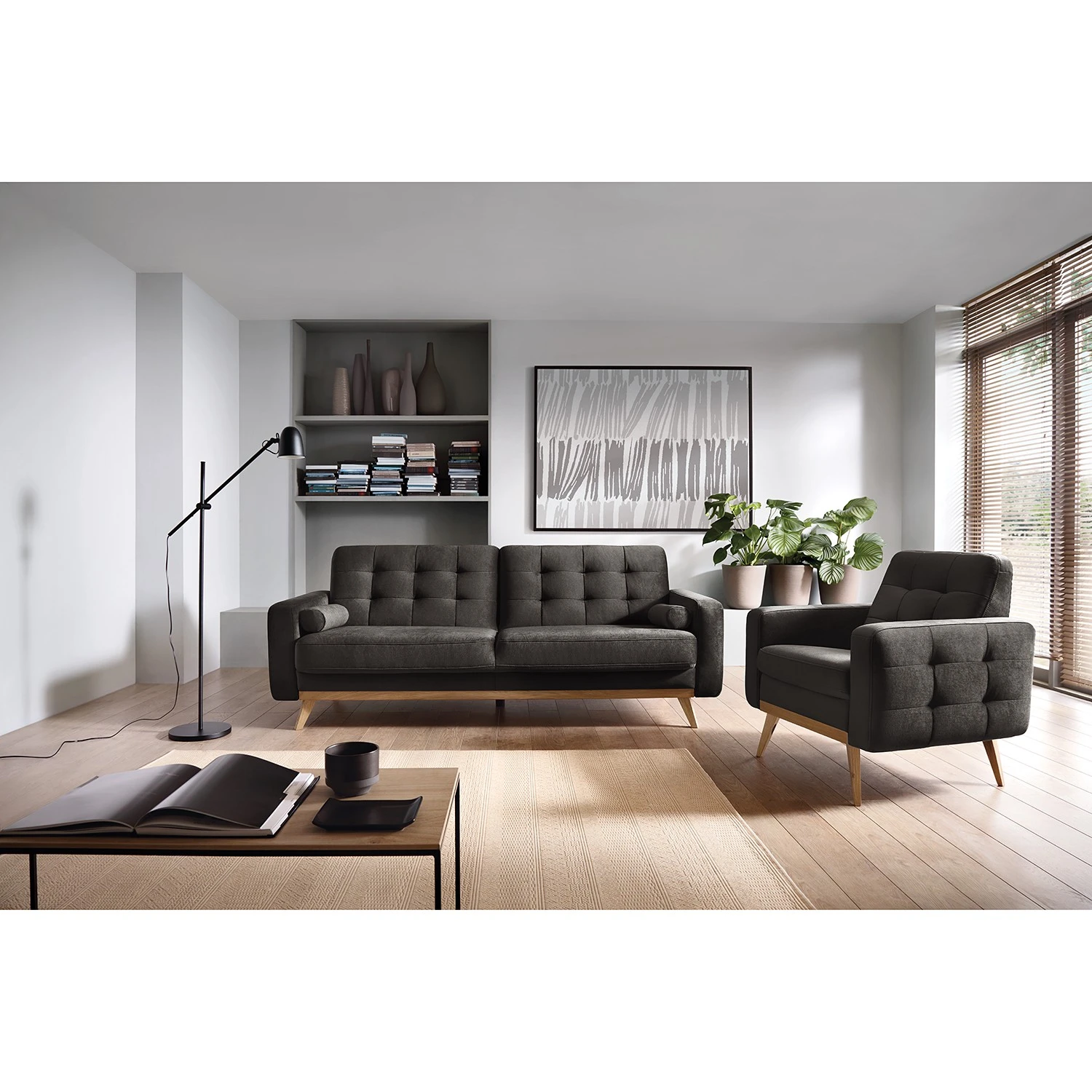 Mørteens Schlafsofa Oravi - Samt - Grau 3 Mørteens Schlafsofa Oravi - Samt - Grau – Bild 3