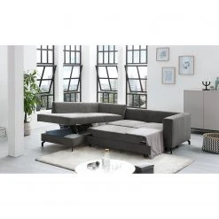 Fredriks Ecksofa Manso - Webstoff - Grau - Ottomane davorstehend links - Schlaffunktion - Bettkasten -Wohnzimmermöbel boutique en ligne 1000199902 200225 14064101226 MOOD DETAILS P000000001000199902 mood