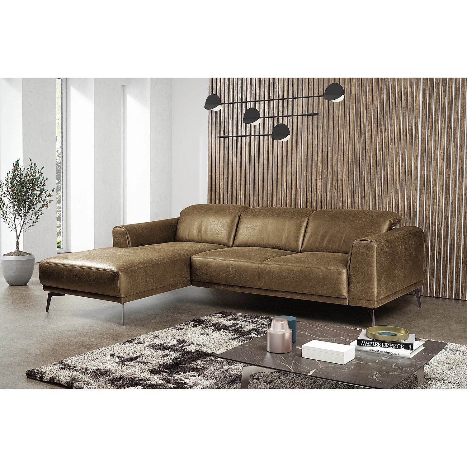 Fredriks Ecksofa Basin II - Kunstleder - Kokosnuss Braun - Longchair davorstehend links 3 Fredriks Ecksofa Basin II - Kunstleder - Kokosnuss Braun - Longchair davorstehend links – Bild 3