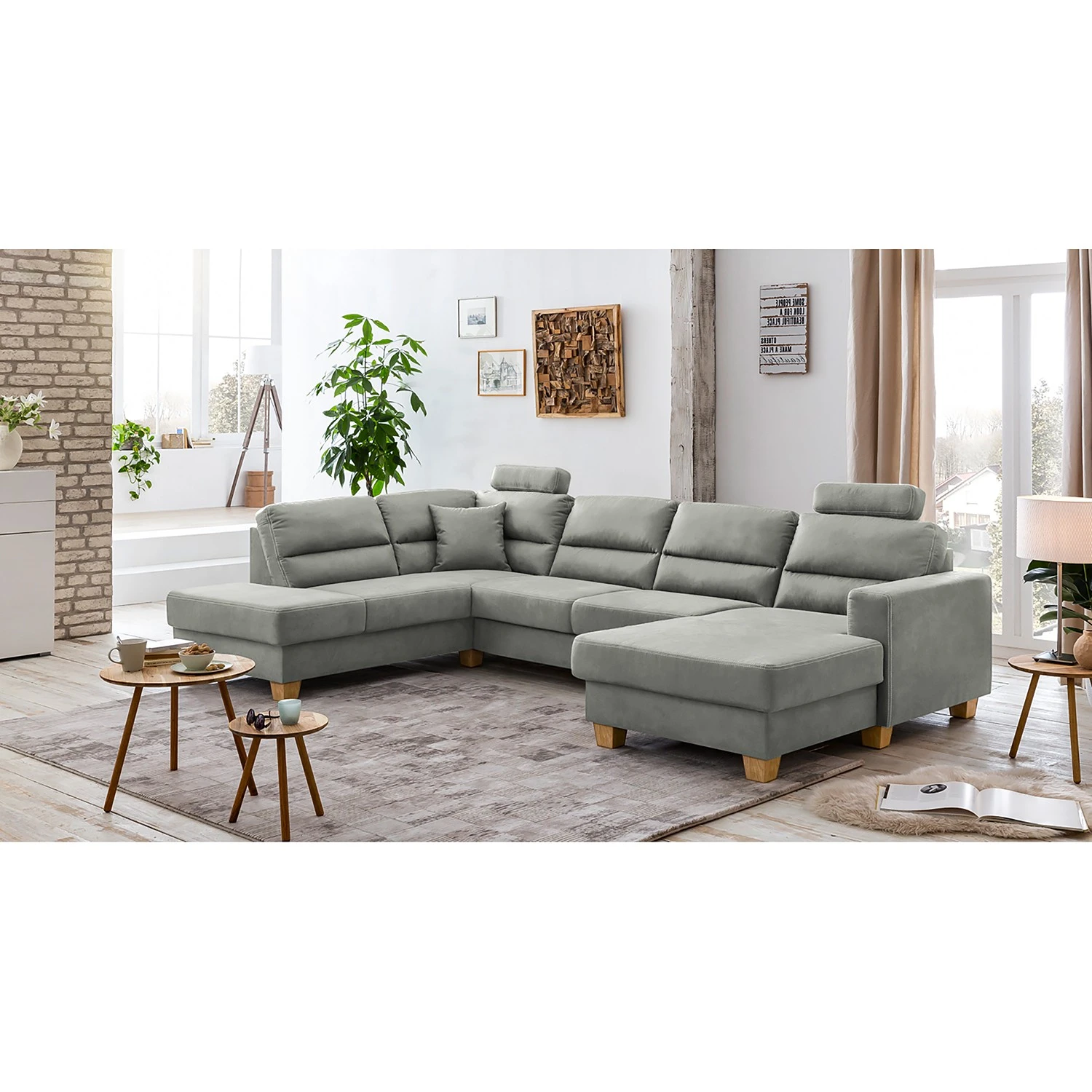 Ars Natura Wohnlandschaften Korfi - Microfaser - Platin - Ottomane davorstehend links - Mit Kopfstütze 4 Ars Natura Wohnlandschaften Korfi - Microfaser - Platin - Ottomane davorstehend links - Mit Kopfstütze – Bild 4