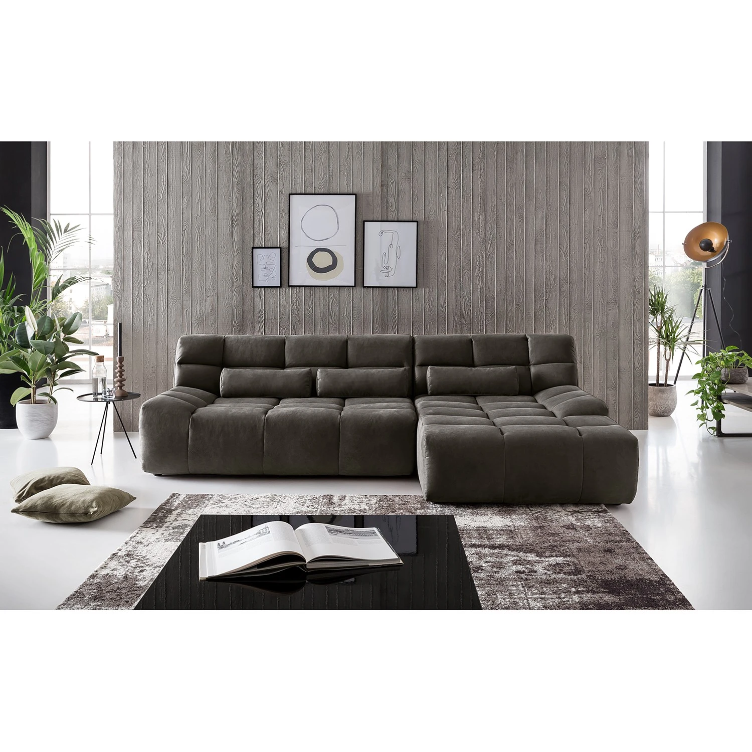 Loftscape Ecksofa Hanko - Microfaser - Anthrazit - Longchair davorstehend rechts 3 Loftscape Ecksofa Hanko - Microfaser - Anthrazit - Longchair davorstehend rechts – Bild 3