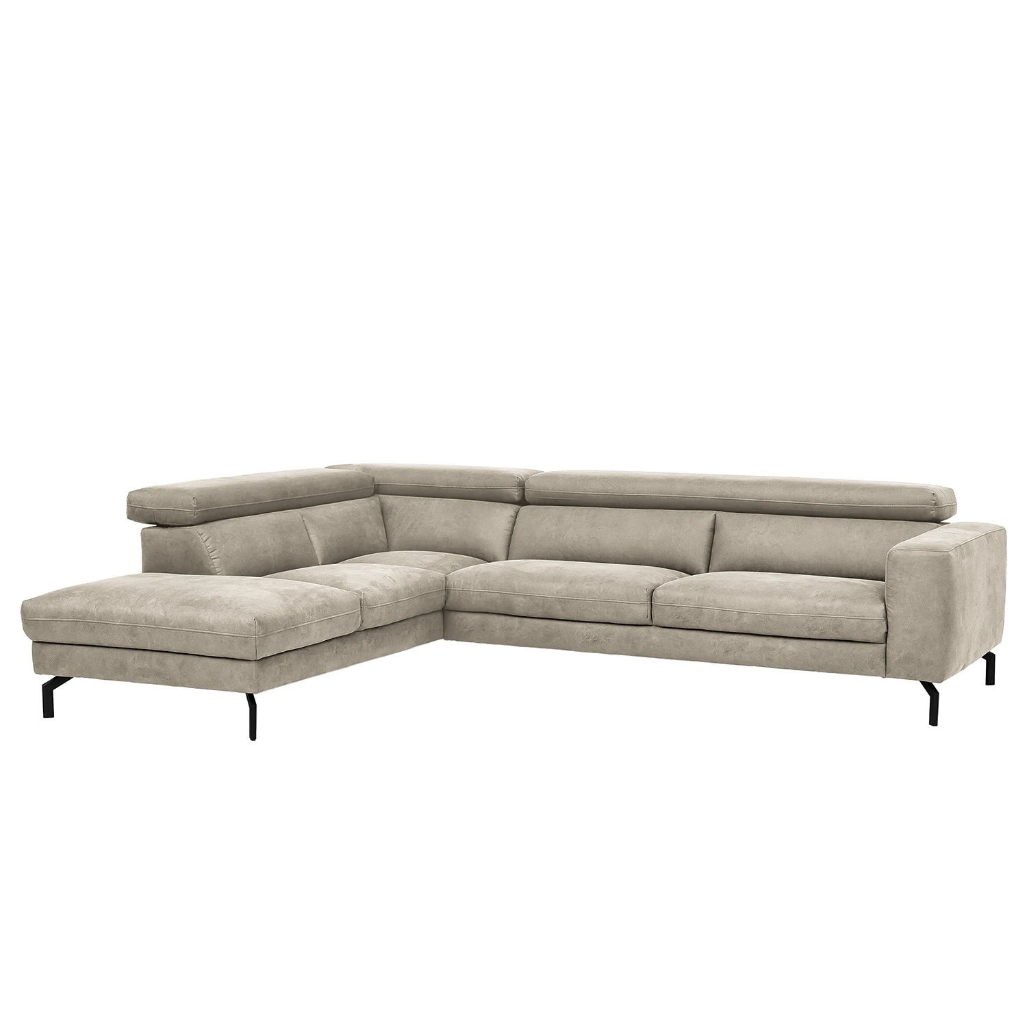 Fredriks Ecksofa Brodi - Microfaser - Lichtgrau - Ottomane davorstehend links 1 Fredriks Ecksofa Brodi - Microfaser - Lichtgrau - Ottomane davorstehend links