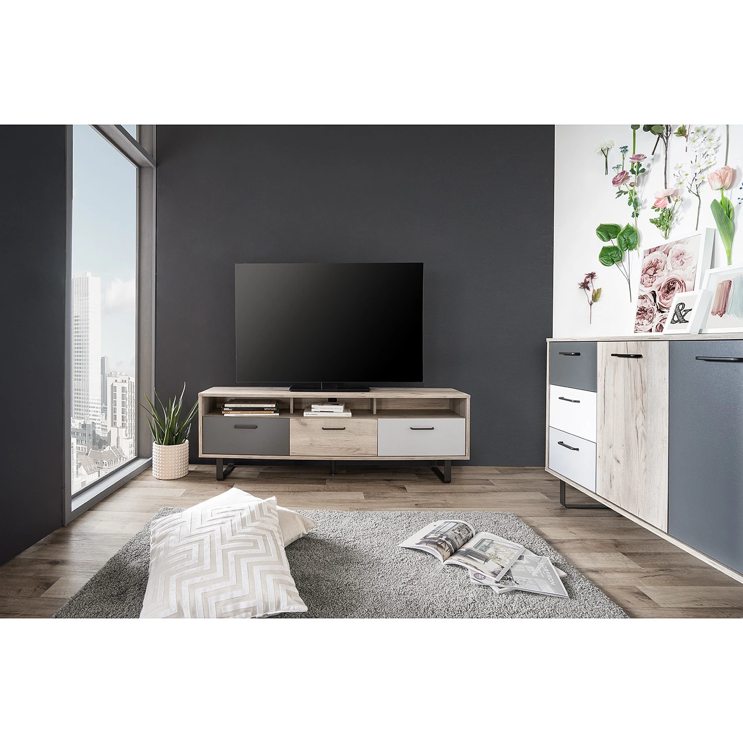 Norrwood TV-Lowboard Brookton - Mehrfarbig / Eiche Dekor 4 Norrwood TV-Lowboard Brookton - Mehrfarbig / Eiche Dekor – Bild 4